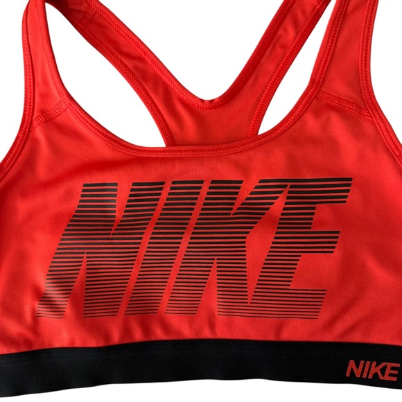 Nike Pro Dri-FIT Sports Bra Womens Large Red Black Graphic Racerback Activewear - Picture 5 of 10